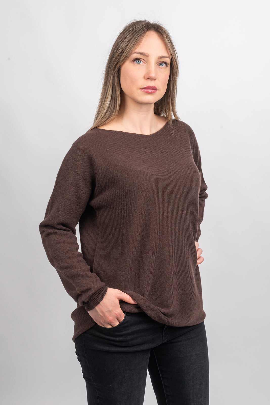 Brown Women's 100% Cashmere Oversized Sweater, view 2
