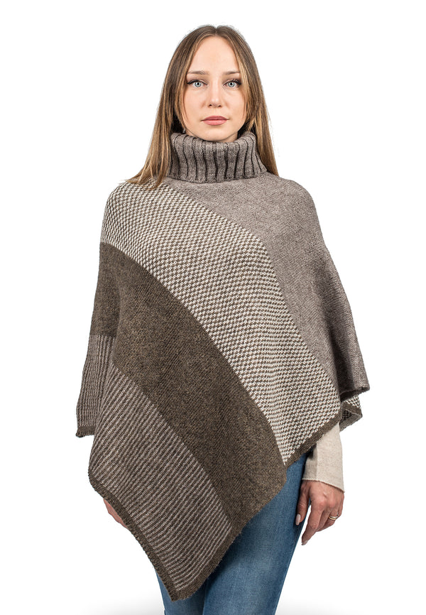 Striped turtleneck poncho