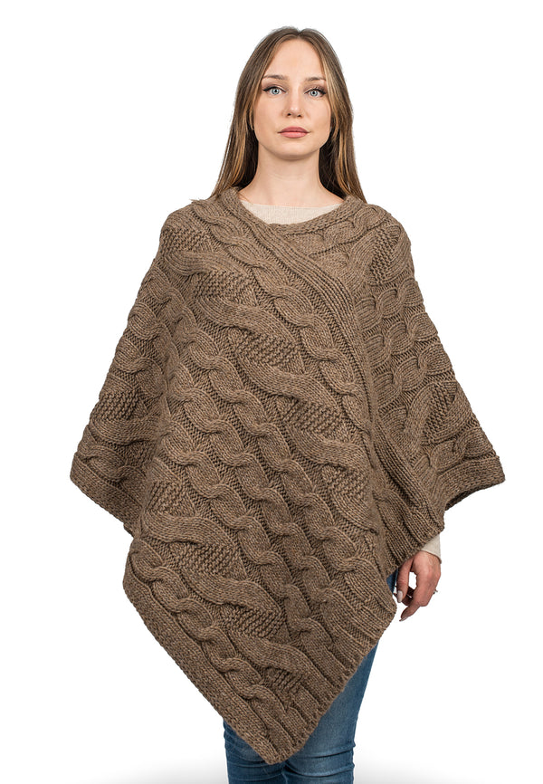 V neck poncho with braided