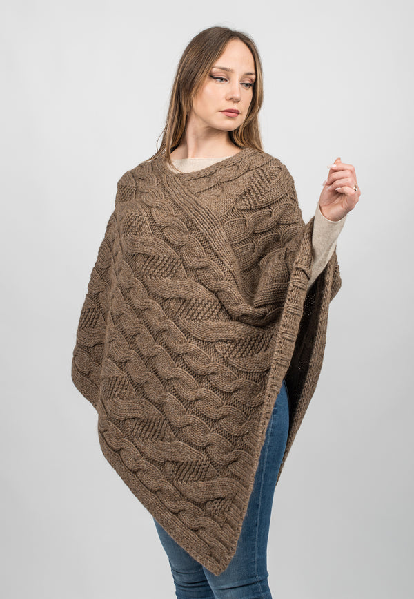 V neck poncho with braided