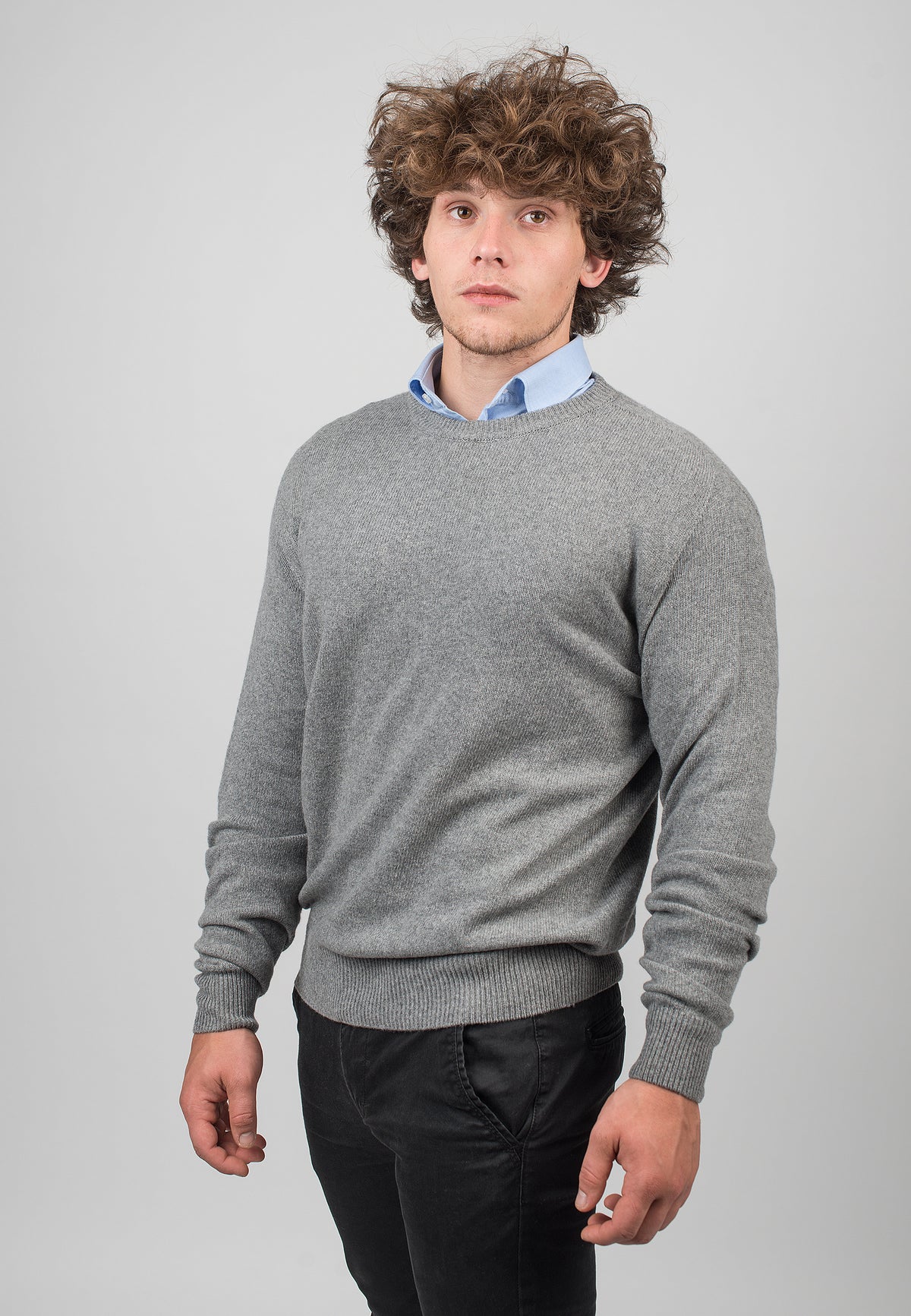 Gray Men's Recycled Cashmere Blend Crewneck, view 2