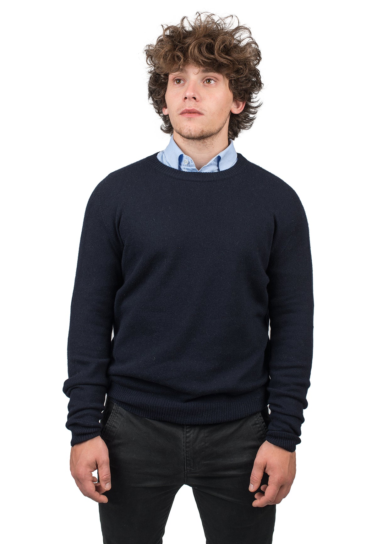 Blue Men's Recycled Cashmere Blend Crewneck