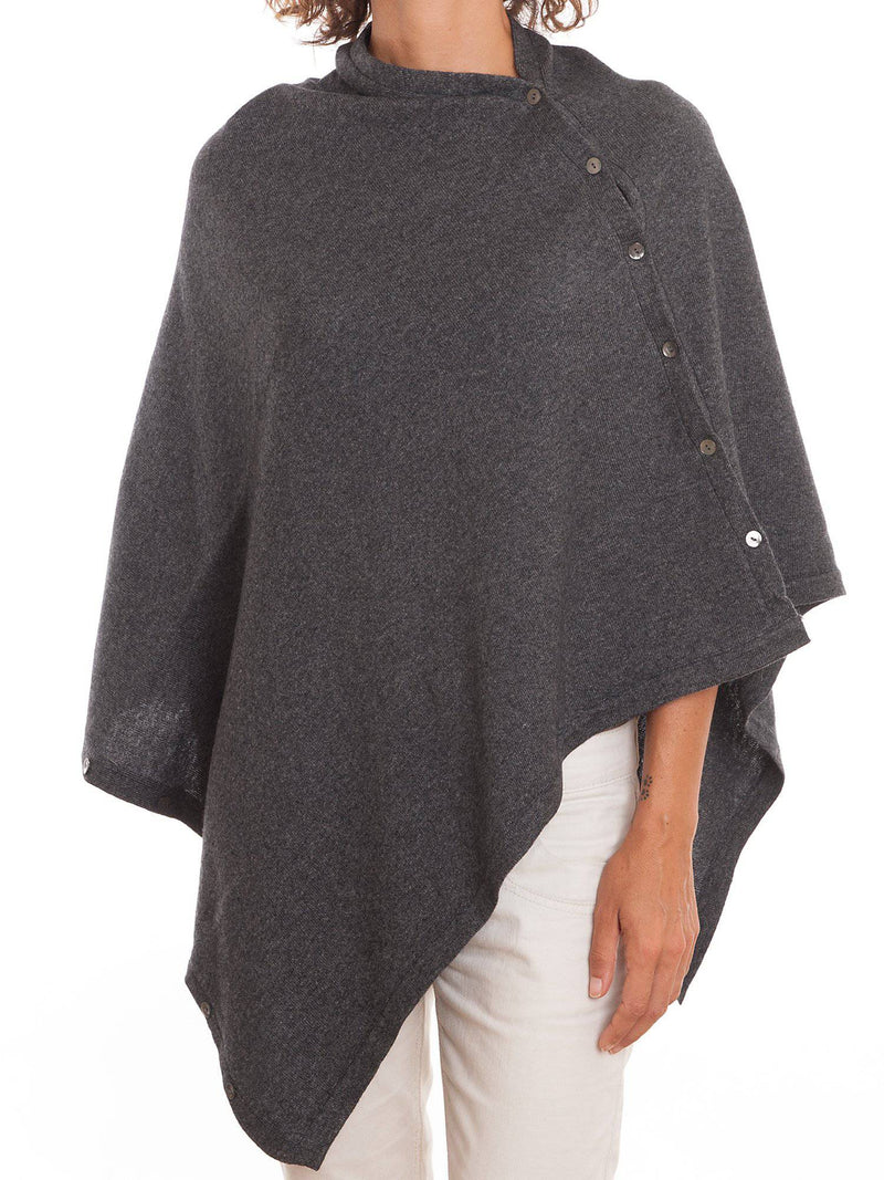 Poncho With Buttons Cashmere Blend | Dalle Piane Cashmere