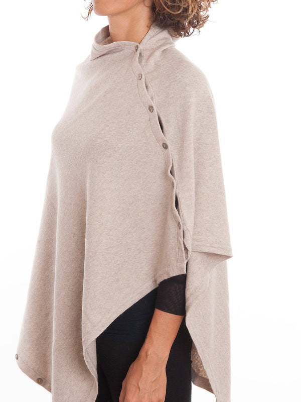 Poncho With Buttons Cashmere Blend | Dalle Piane Cashmere