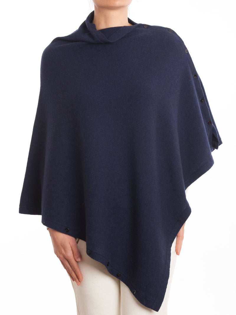 Poncho With Buttons Cashmere Blend | Dalle Piane Cashmere