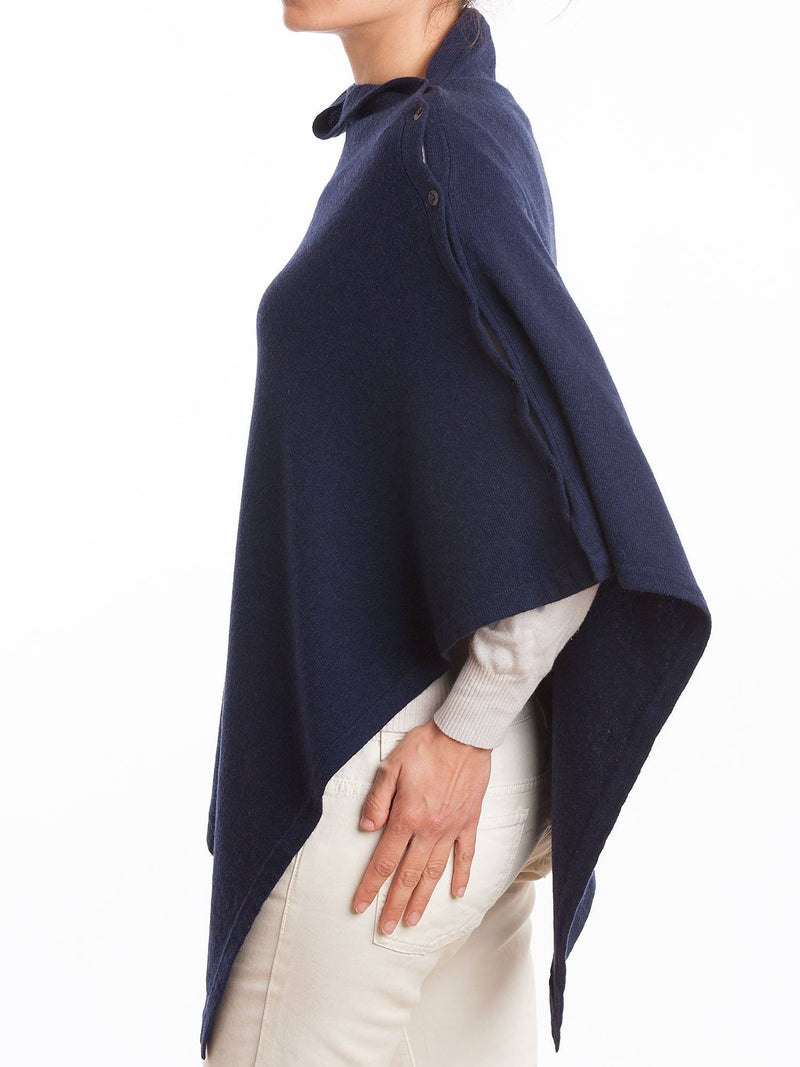 Poncho With Buttons Cashmere Blend | Dalle Piane Cashmere