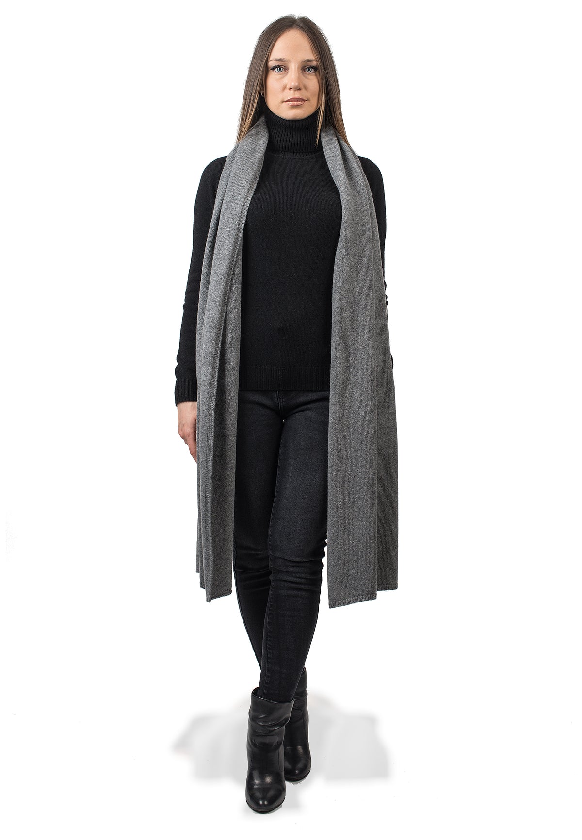 Gray Recycled Cashmere Blend Wrap
