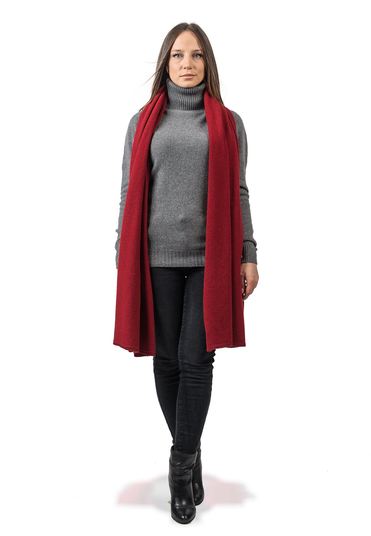 Red Recycled Cashmere Blend Wrap