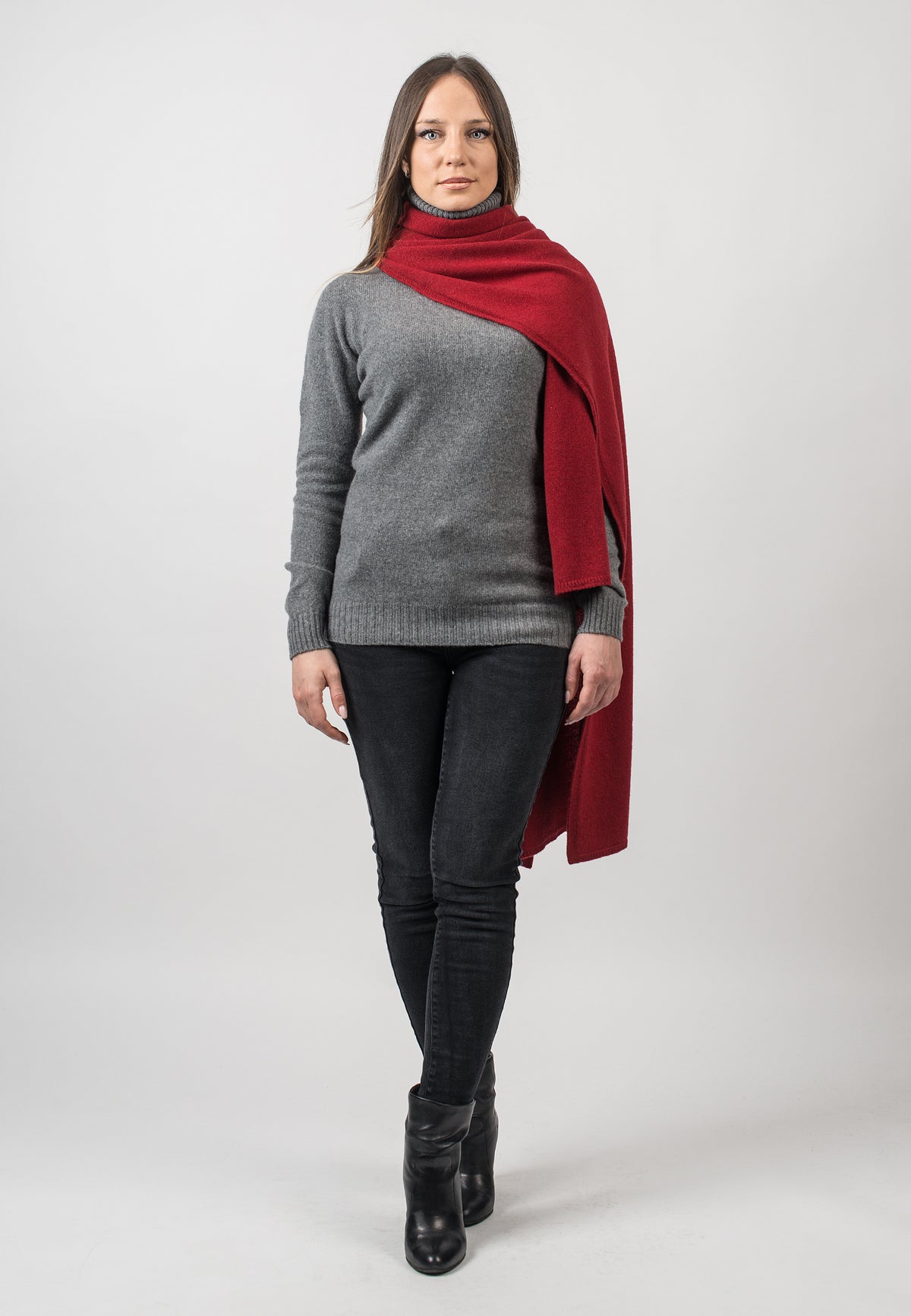 Red Recycled Cashmere Blend Wrap, view 2