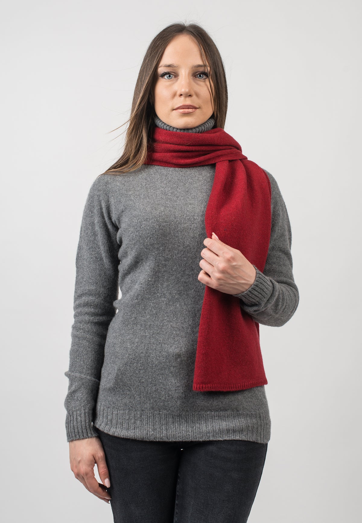 Red Women's Recycled Cashmere Blend Scarf, view 2