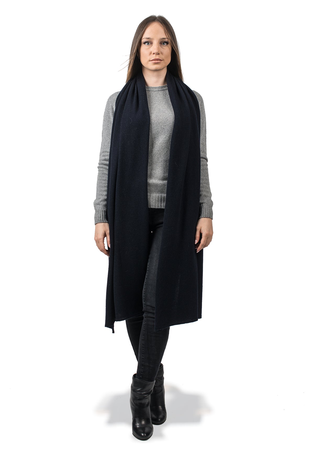 Blue Recycled Cashmere Blend Wrap
