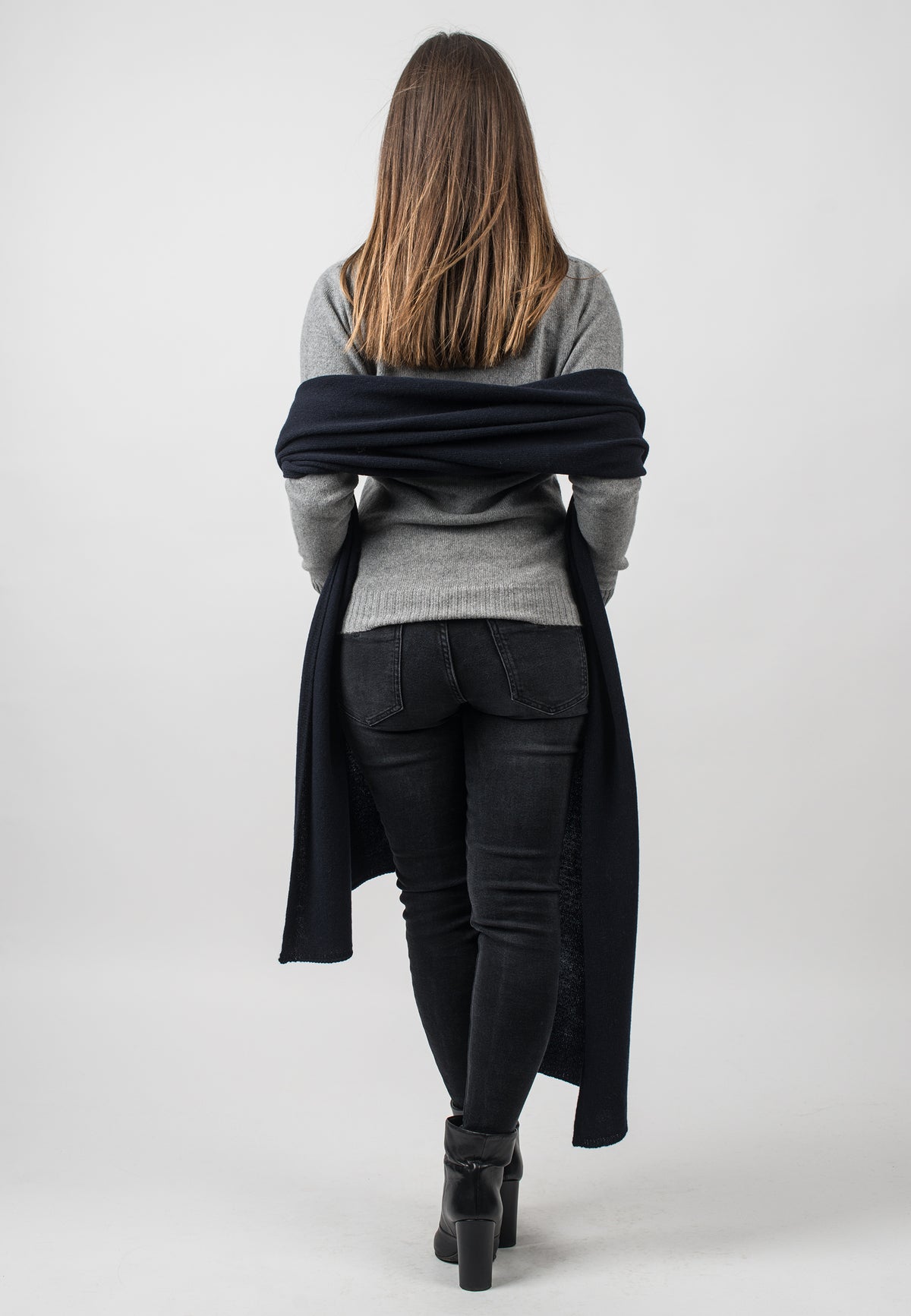 Blue Recycled Cashmere Blend Wrap, view 3