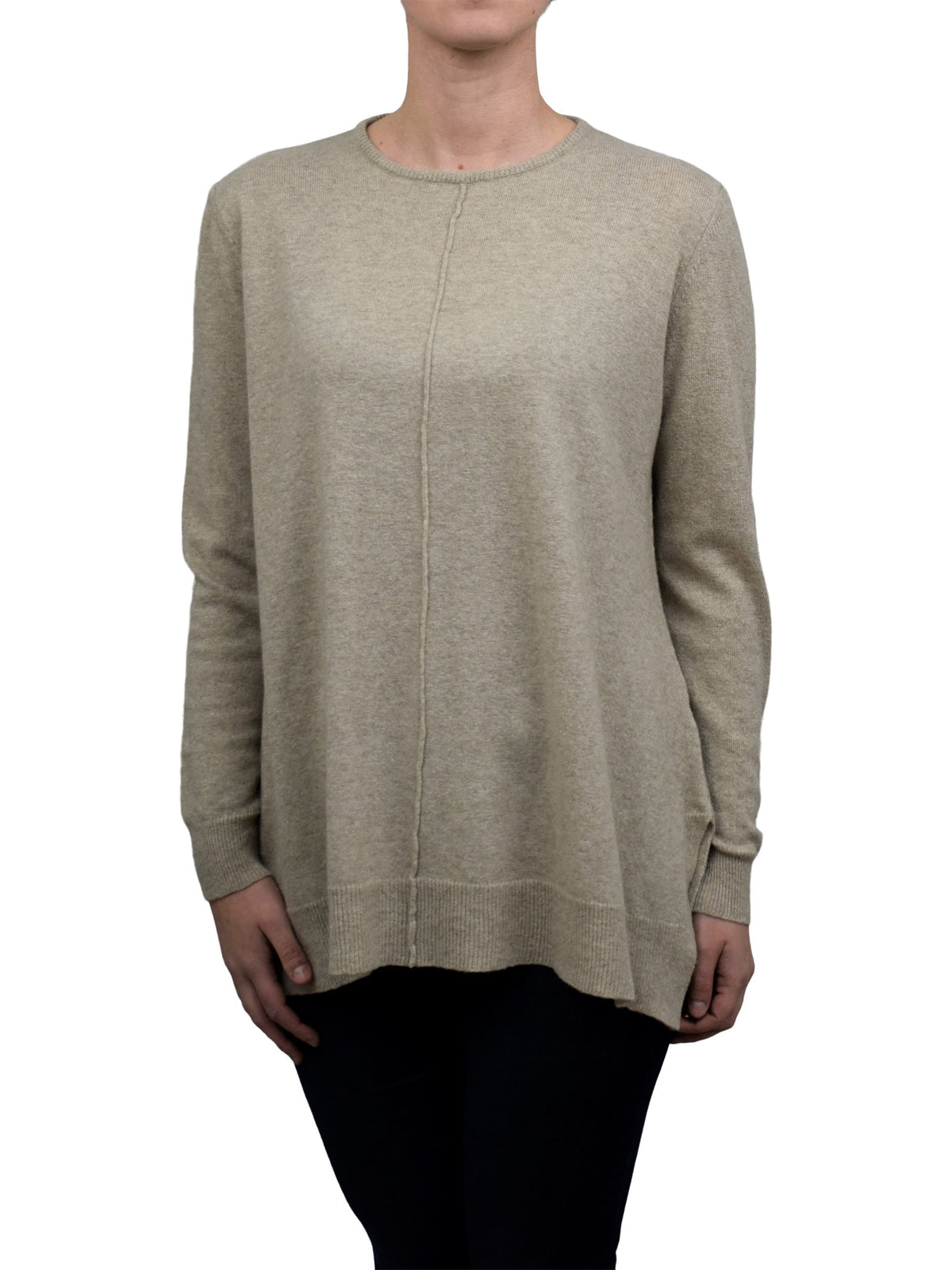 Beige Women's A-Line Cashmere Blend Oversized Sweater