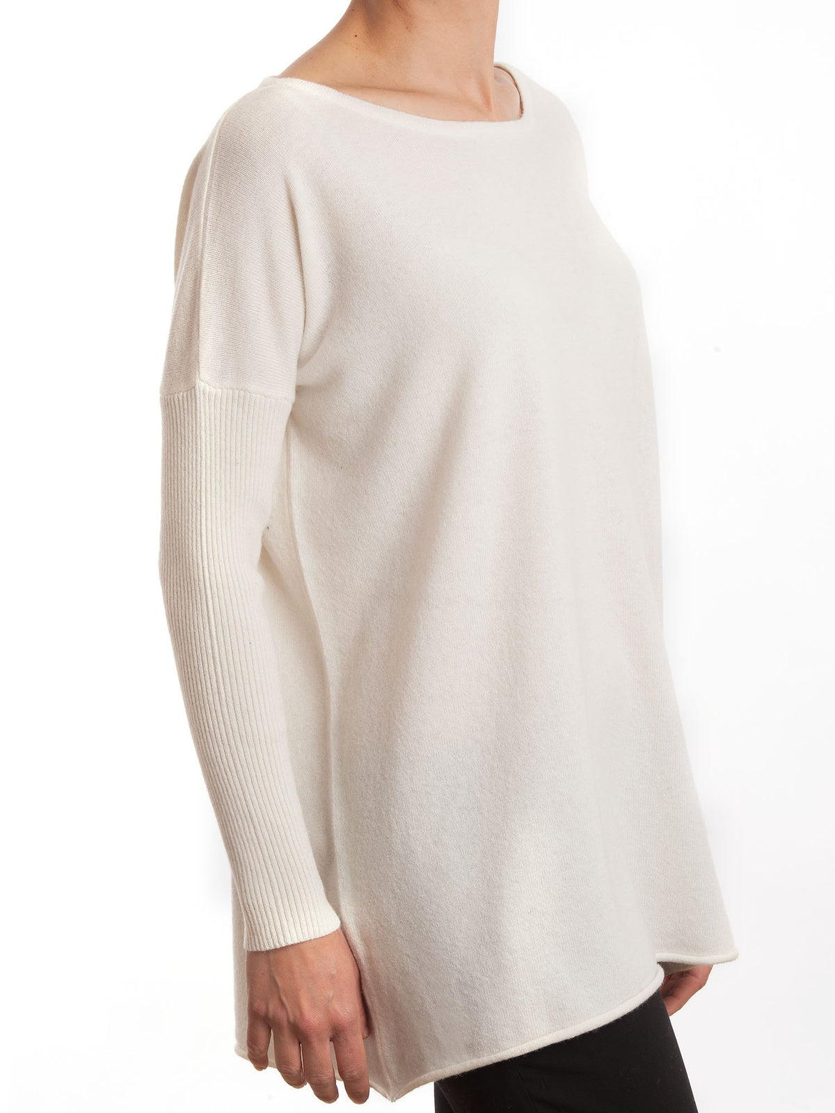 Cream Women's Cashmere Blend Oversized Sweater, view 2