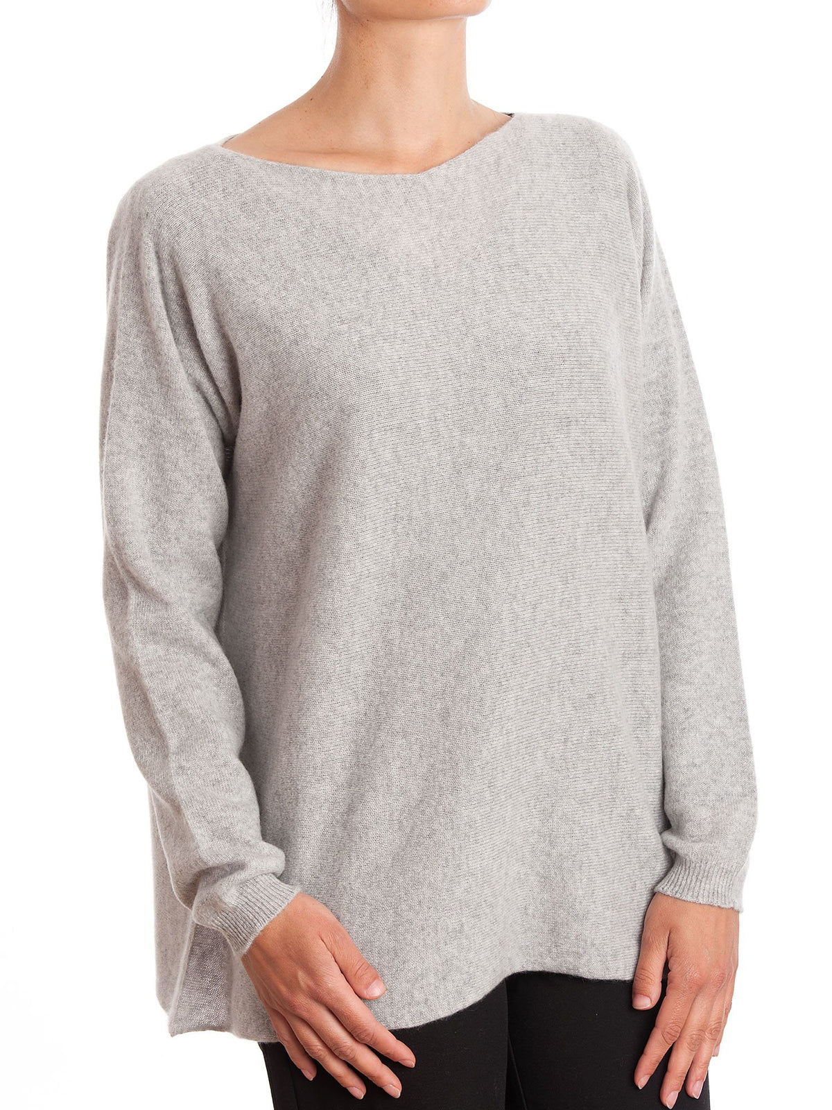 Gray Women's 100% Cashmere Oversized Sweater