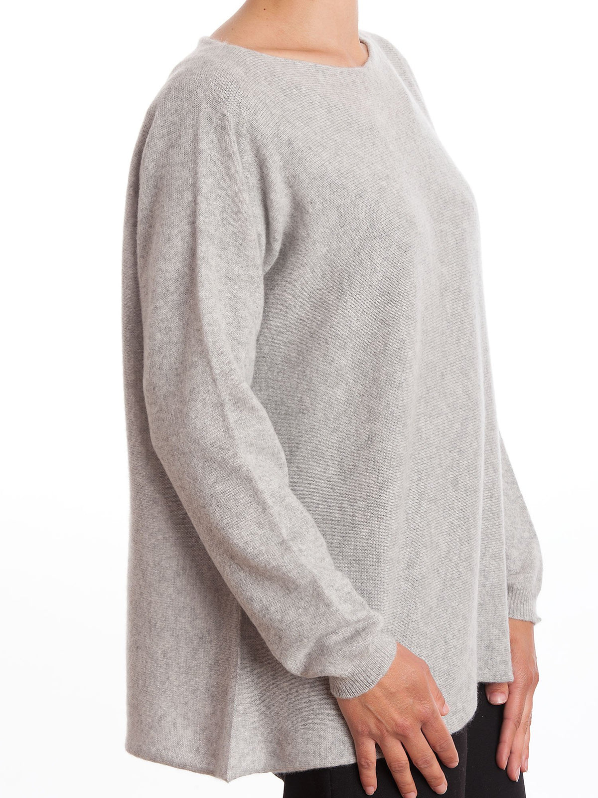 Gray Women's 100% Cashmere Oversized Sweater, view 2