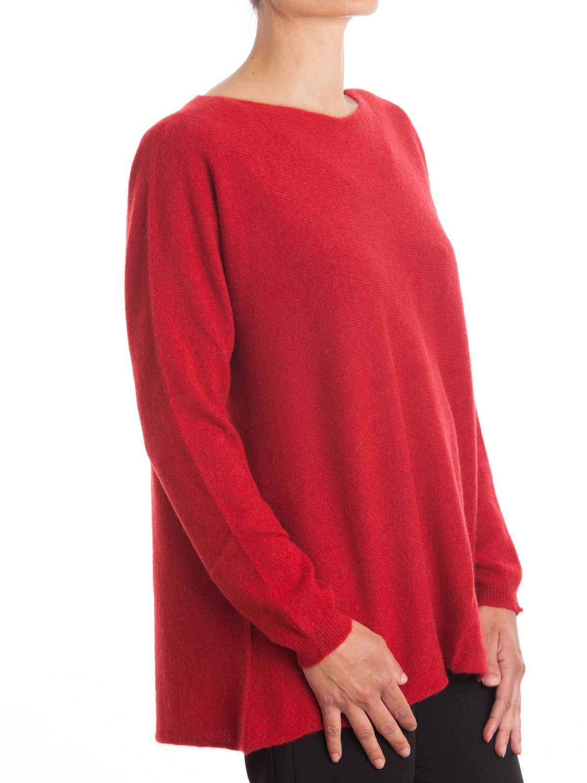 Red Women's 100% Cashmere Oversized Sweater, view 2