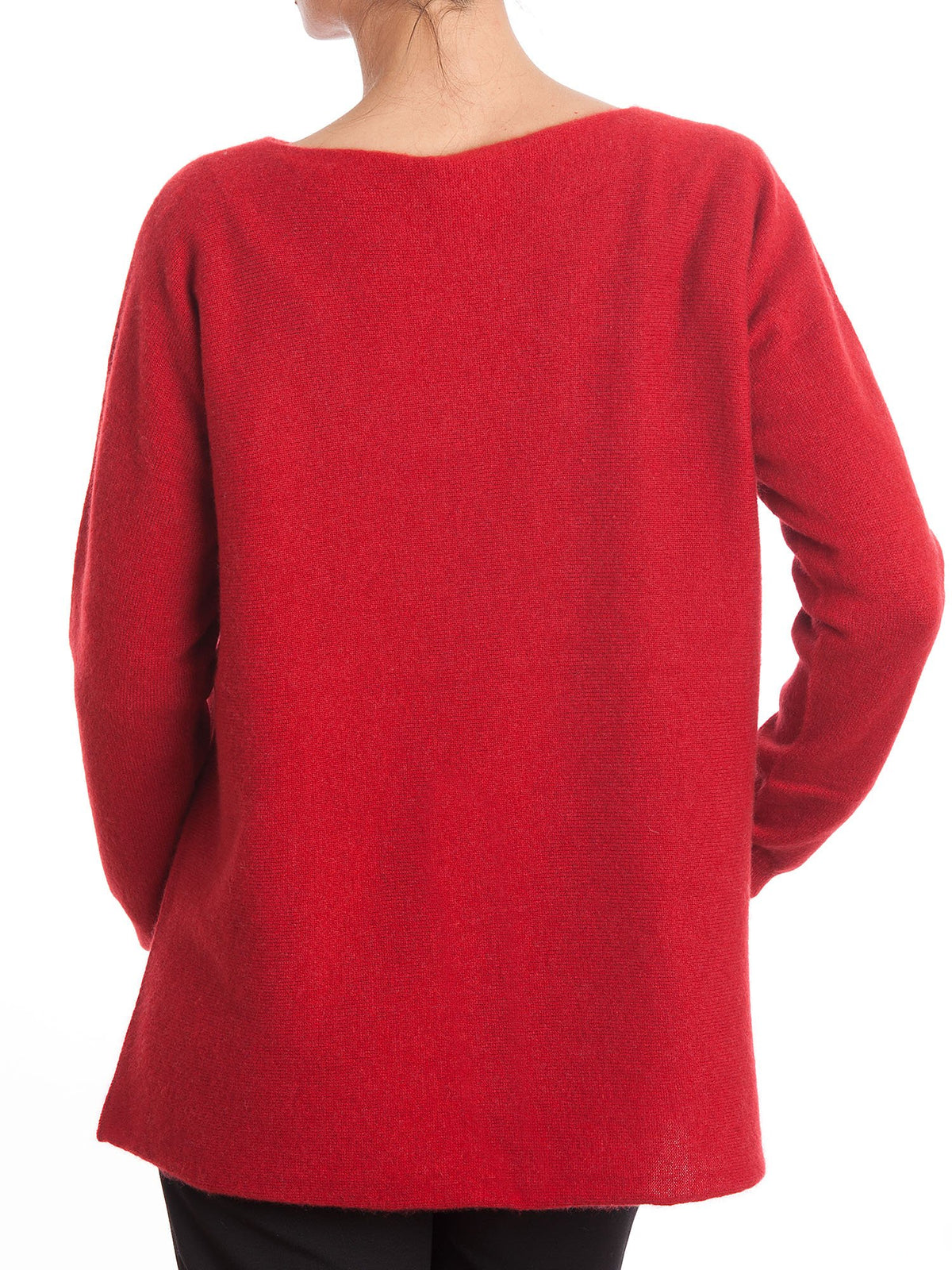 Red Women's 100% Cashmere Oversized Sweater, view 3