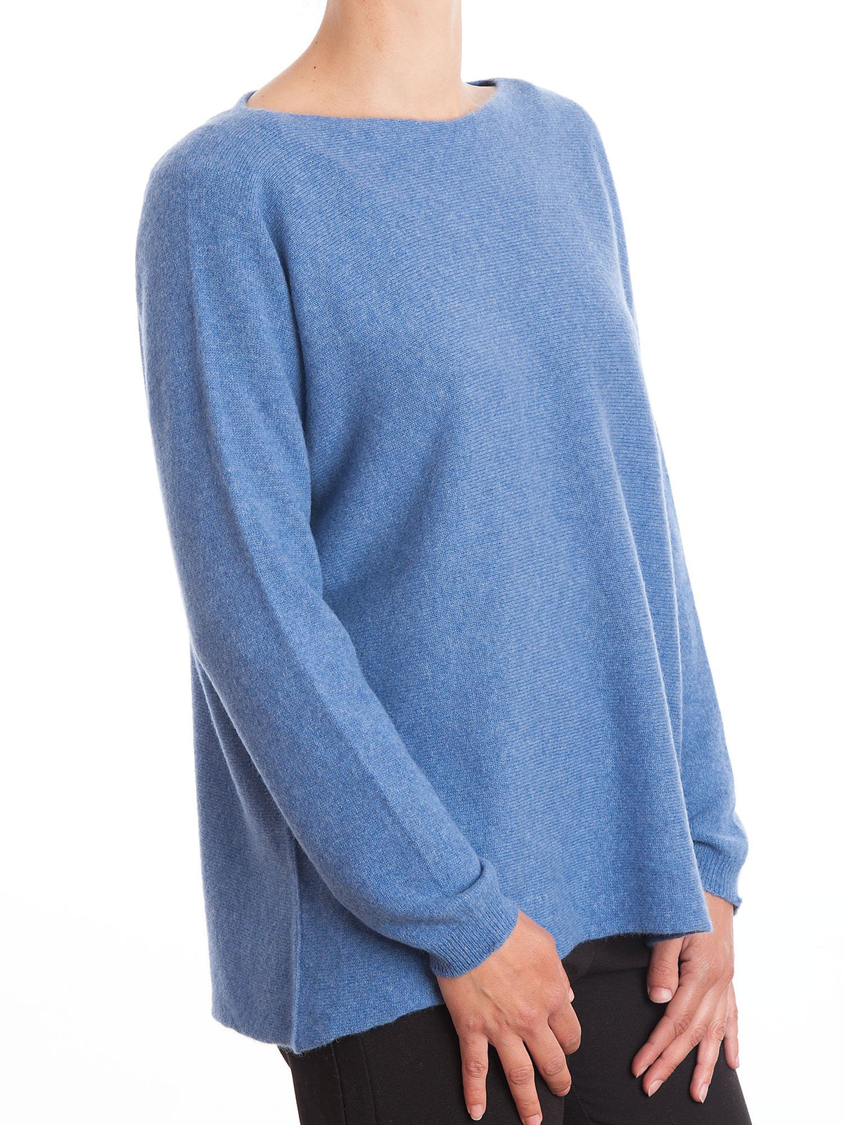 Light Blue Women's 100% Cashmere Oversized Sweater, view 2