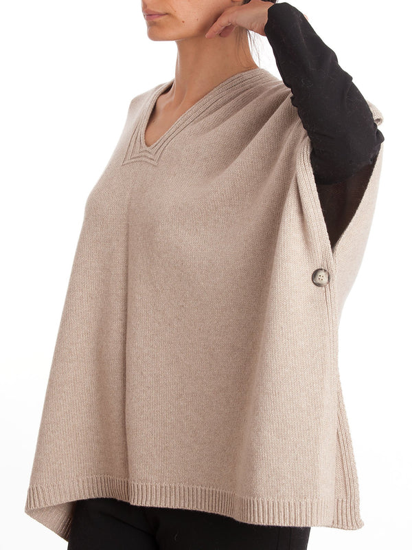 Cape With Button Cashmere Blend | Dalle Piane Cashmere