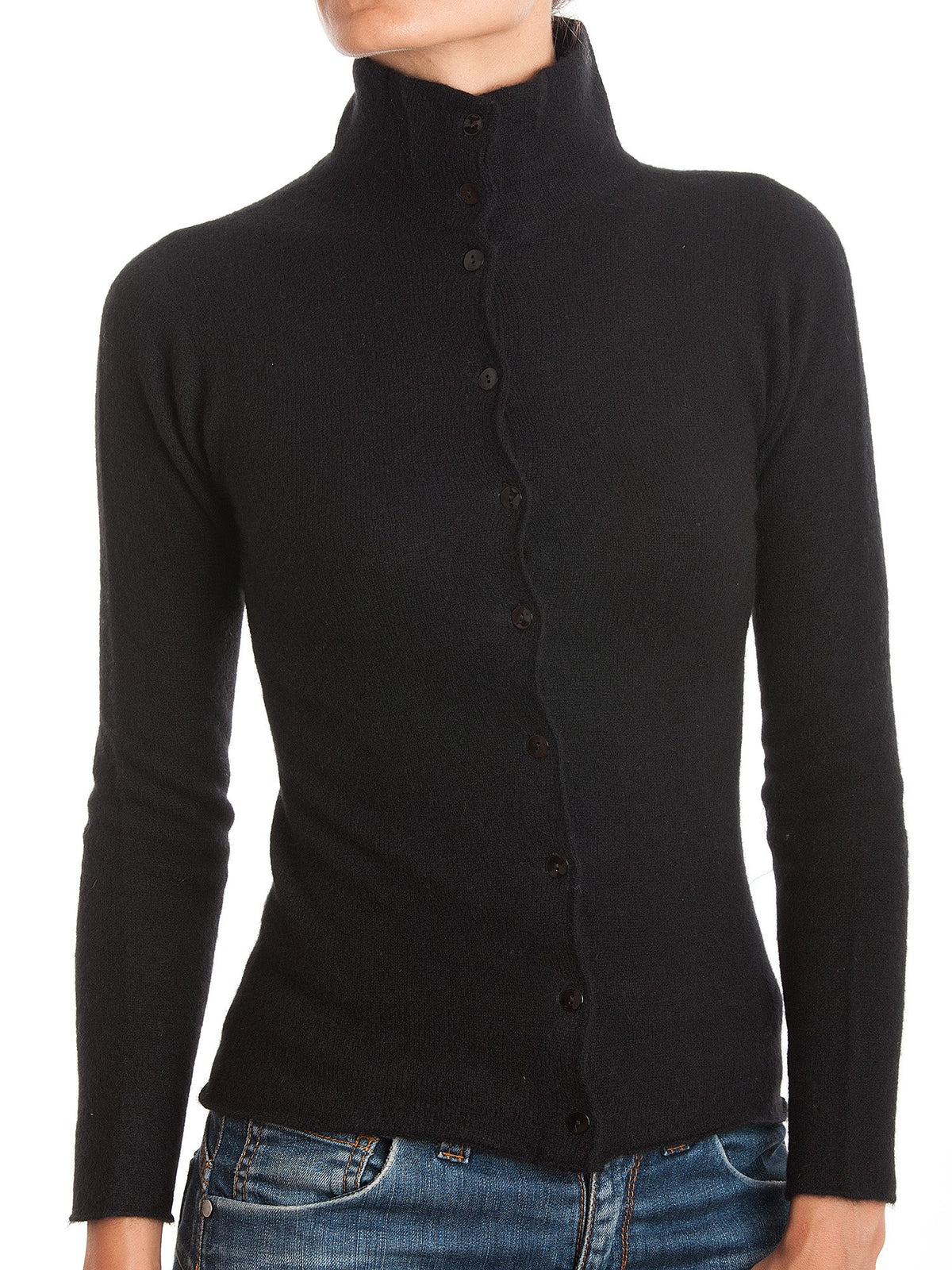 Black Women's 100% Cashmere Mock Neck Bomber