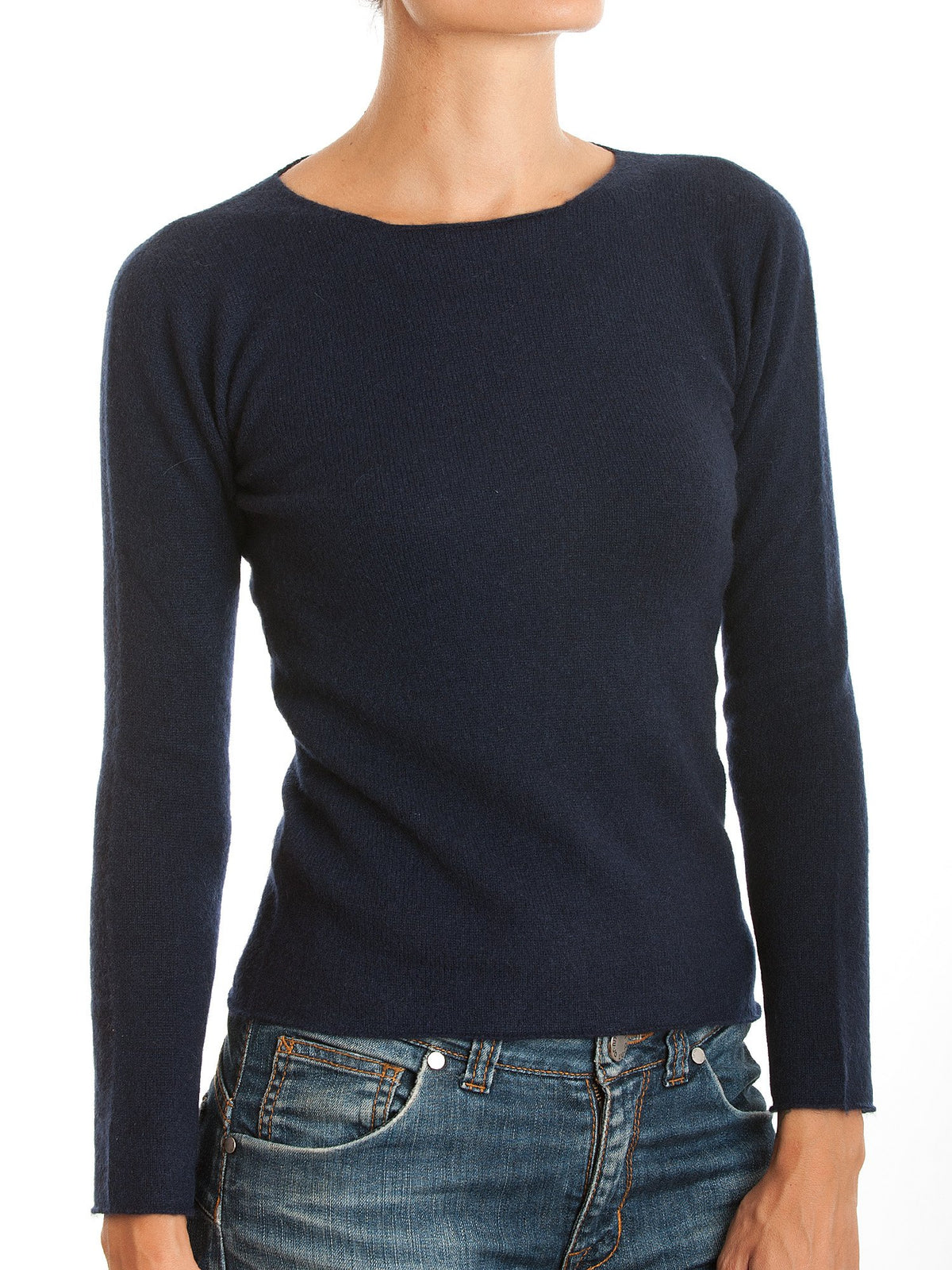 Blue Women's 100% Cashmere Crewneck