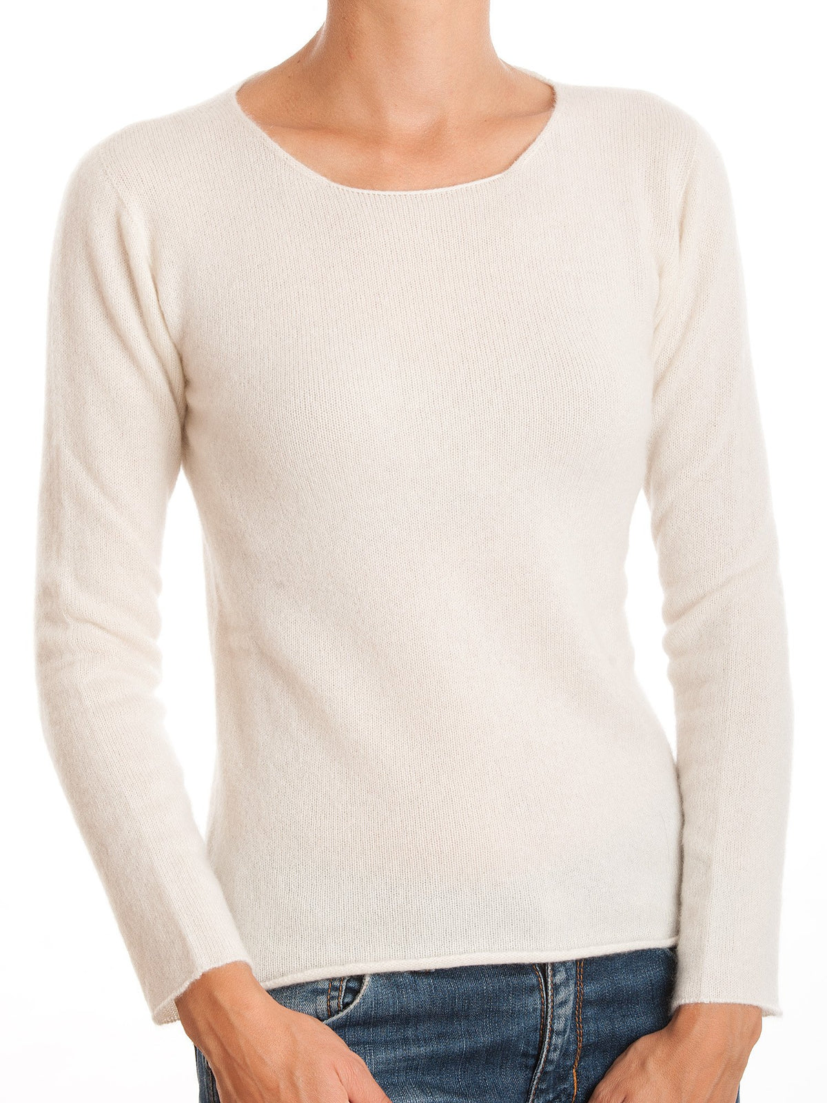 Cream Women's 100% Cashmere Crewneck