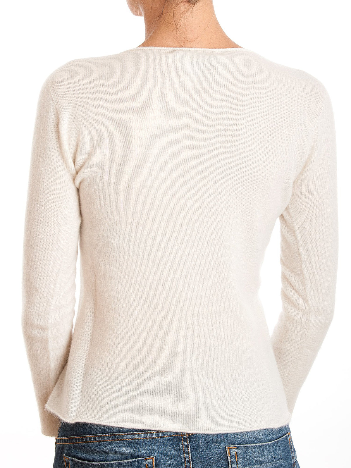 Cream Women's 100% Cashmere V-Neck, view 2