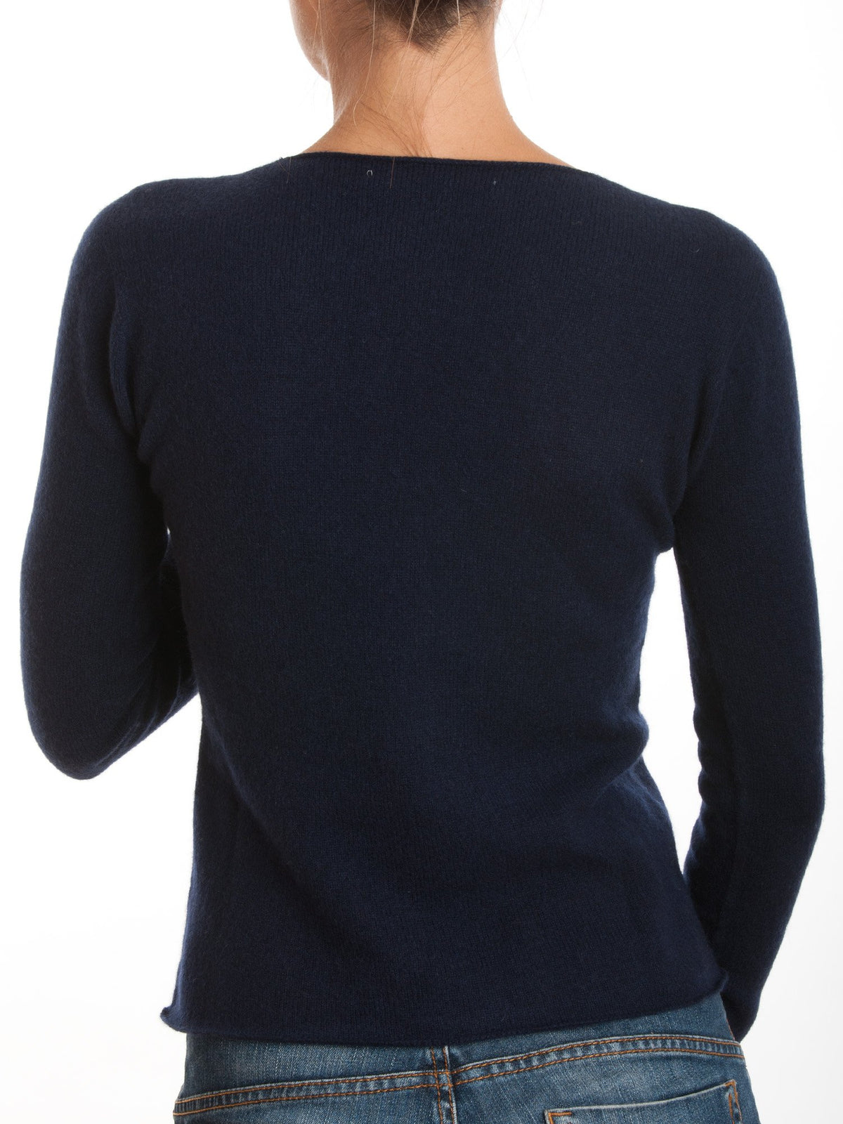 Blue Women's 100% Cashmere V-Neck, view 3