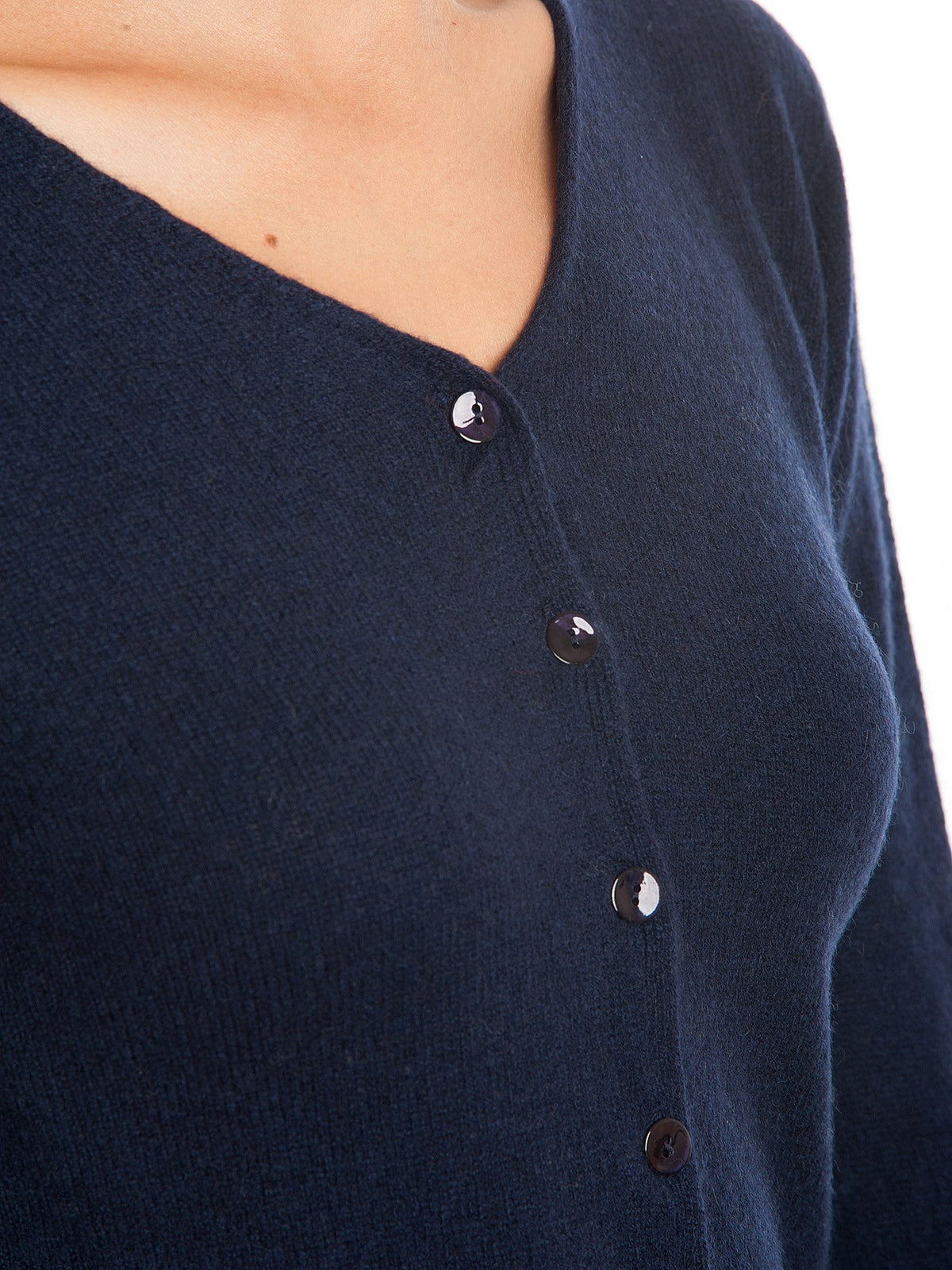 Blue Women's 100% Cashmere V-Neck Cardigan, view 2