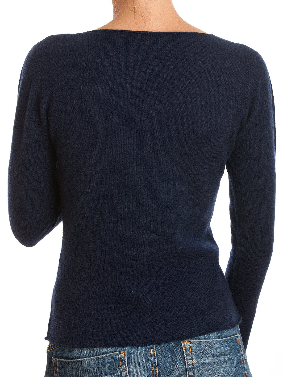 Blue Women's 100% Cashmere V-Neck Cardigan, view 3