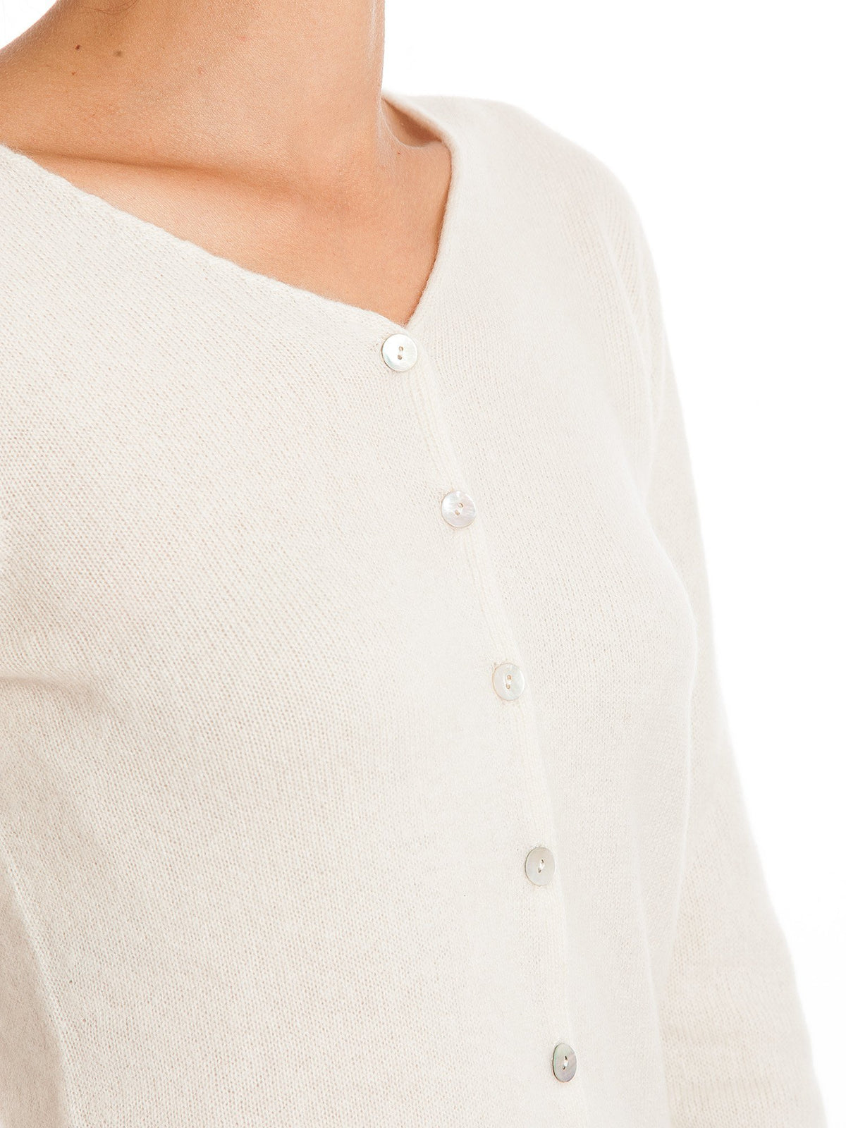 Blue Women's 100% Cashmere V-Neck Cardigan, view 6