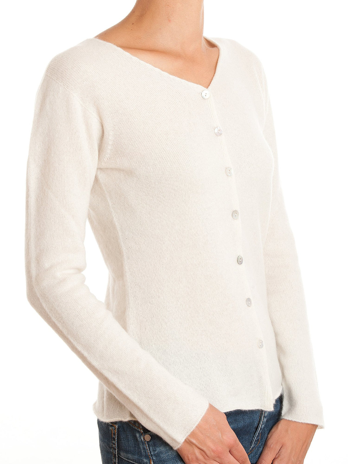 Cream Women's 100% Cashmere V-Neck Cardigan