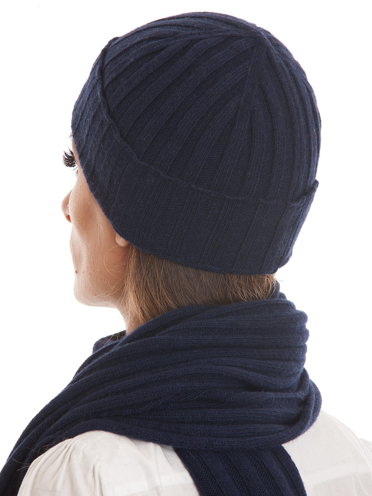 Blue Cashmere Blend Scarf and Beanie Set, view 2