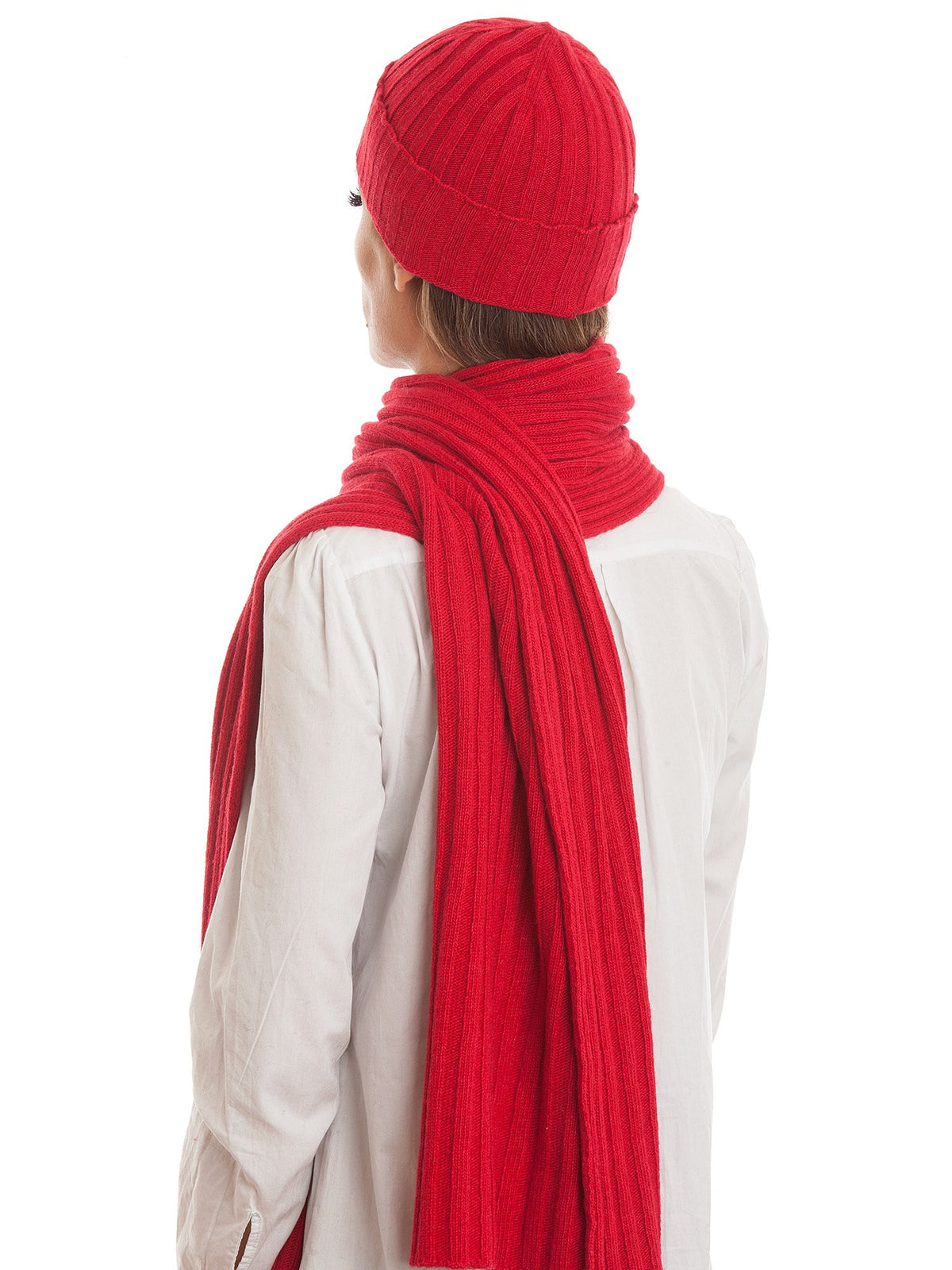 Red Cashmere Blend Scarf and Beanie Set, view 2