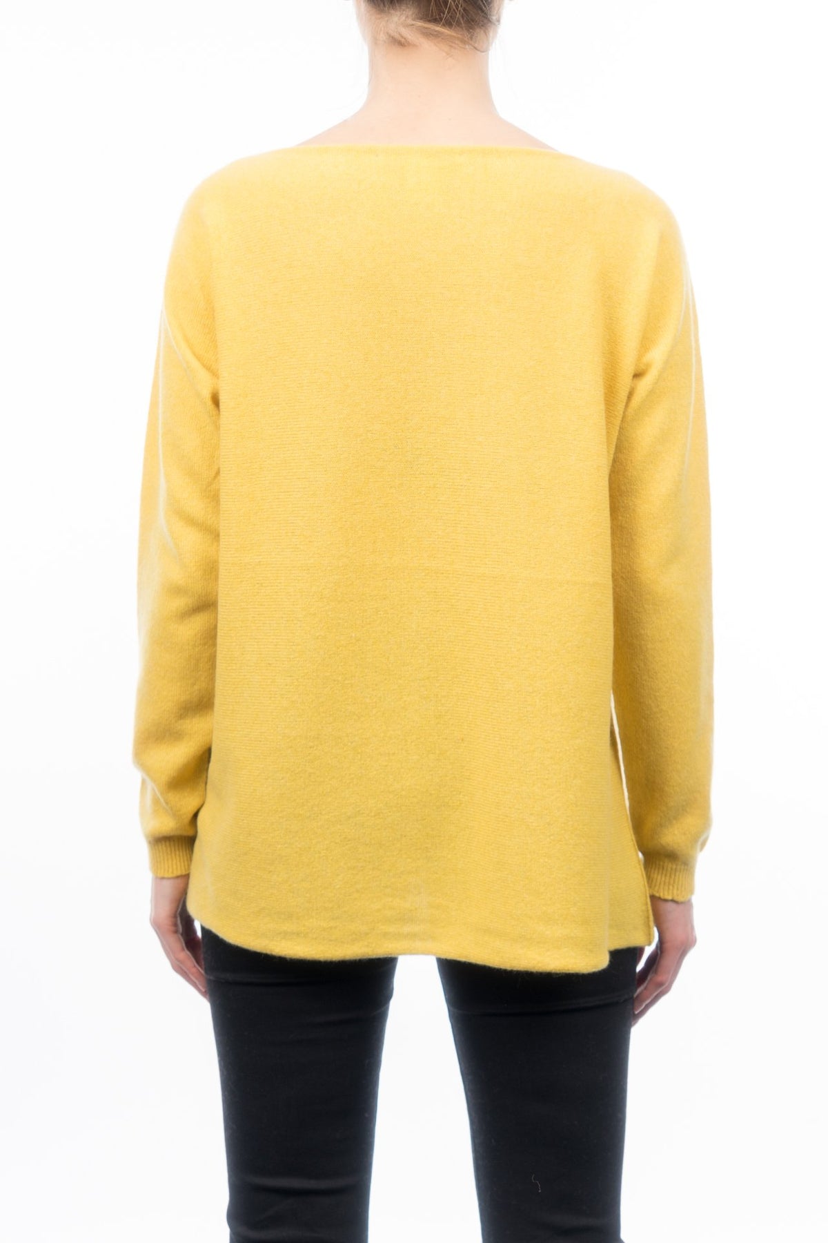 Yellow Women's 100% Cashmere Oversized Sweater, view 3