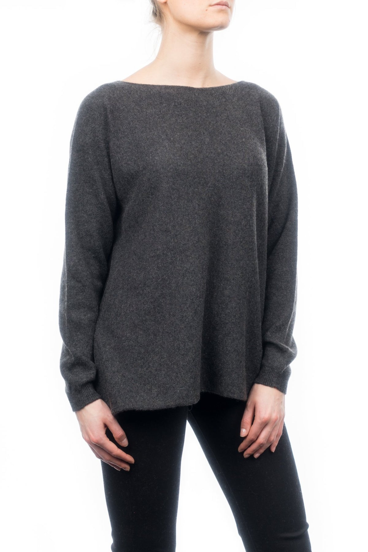 Charcoal Women's 100% Cashmere Oversized Sweater, view 2
