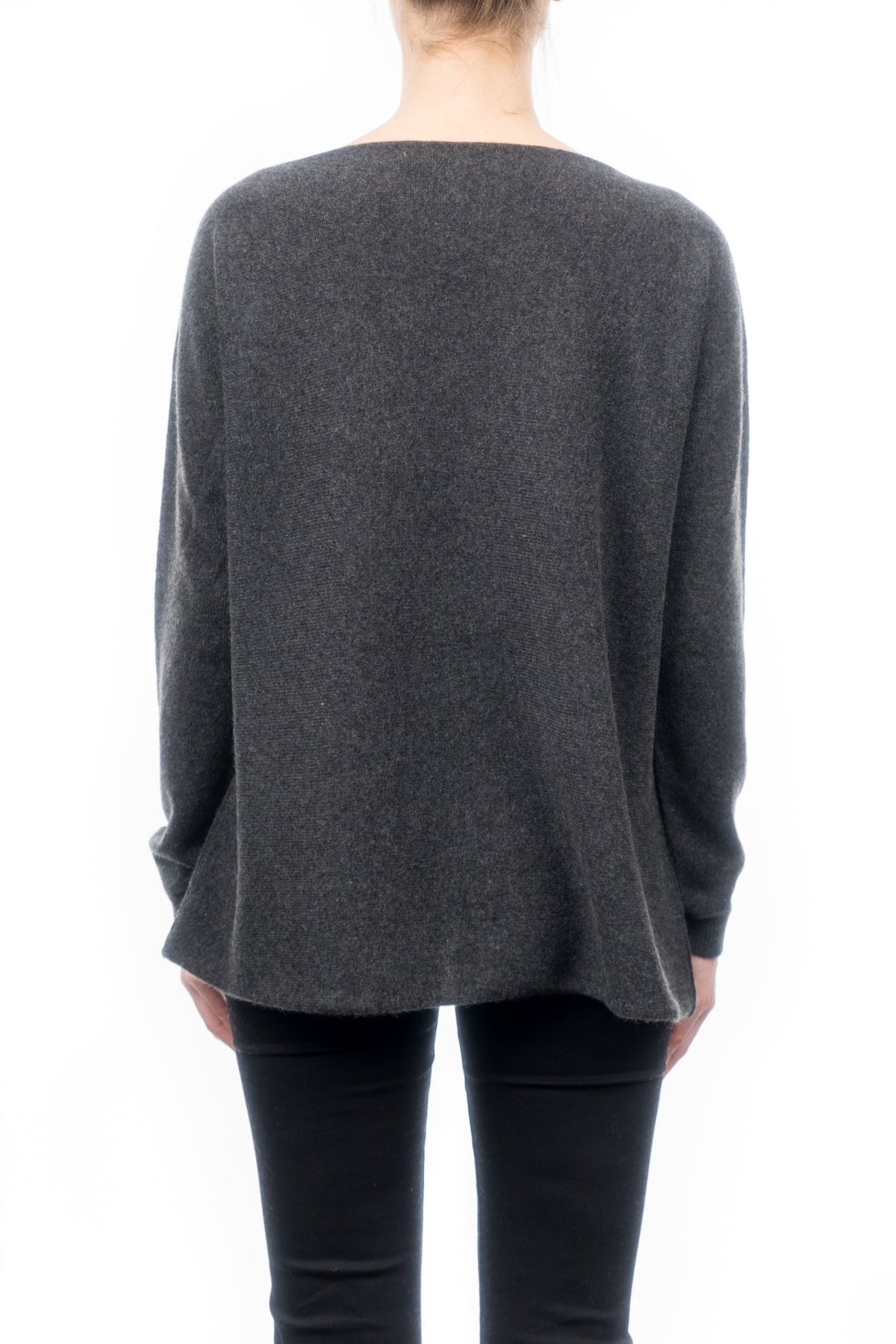 Charcoal Women's 100% Cashmere Oversized Sweater, view 3