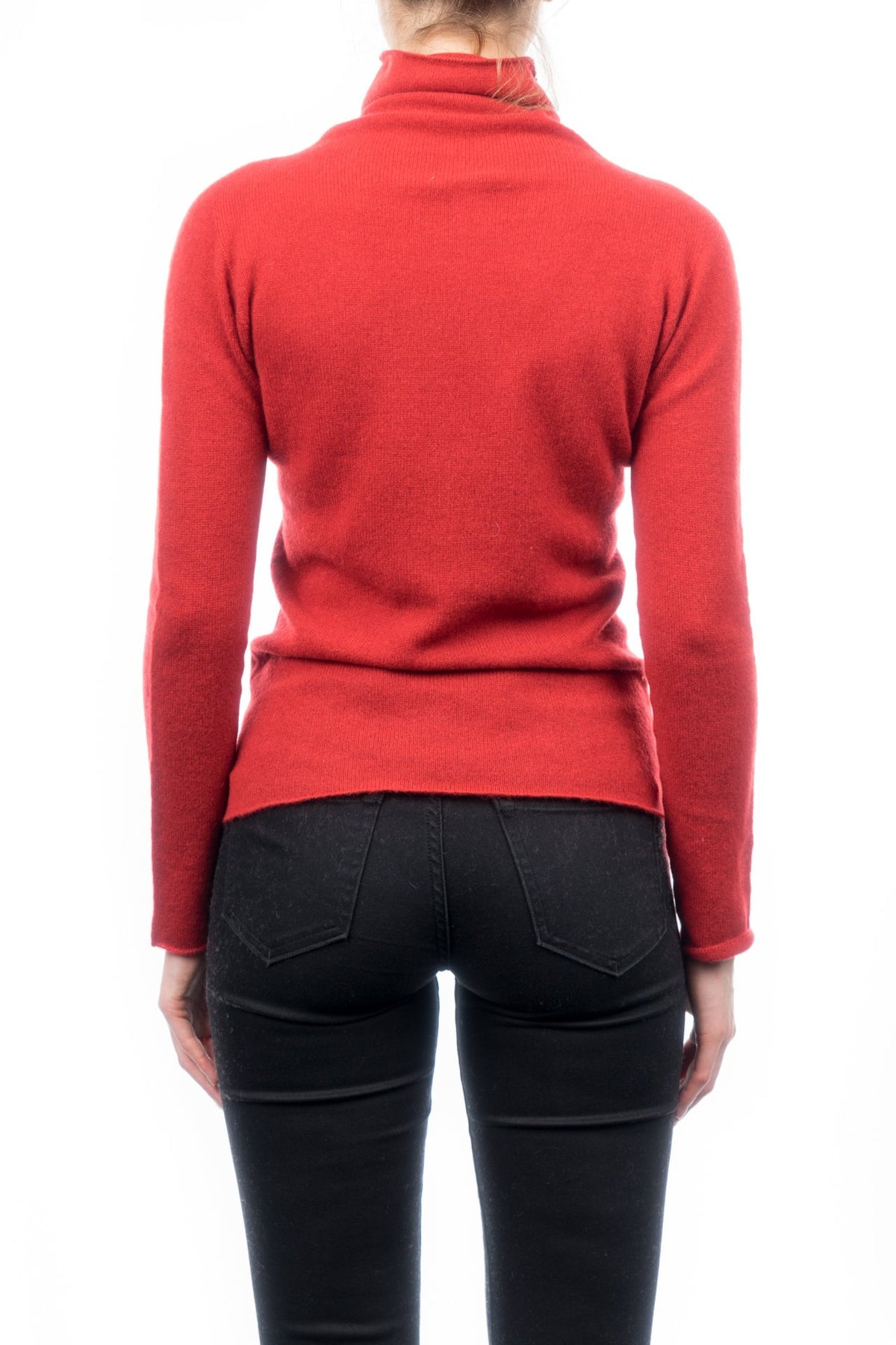 Red Women's 100% Cashmere Turtleneck, view 3