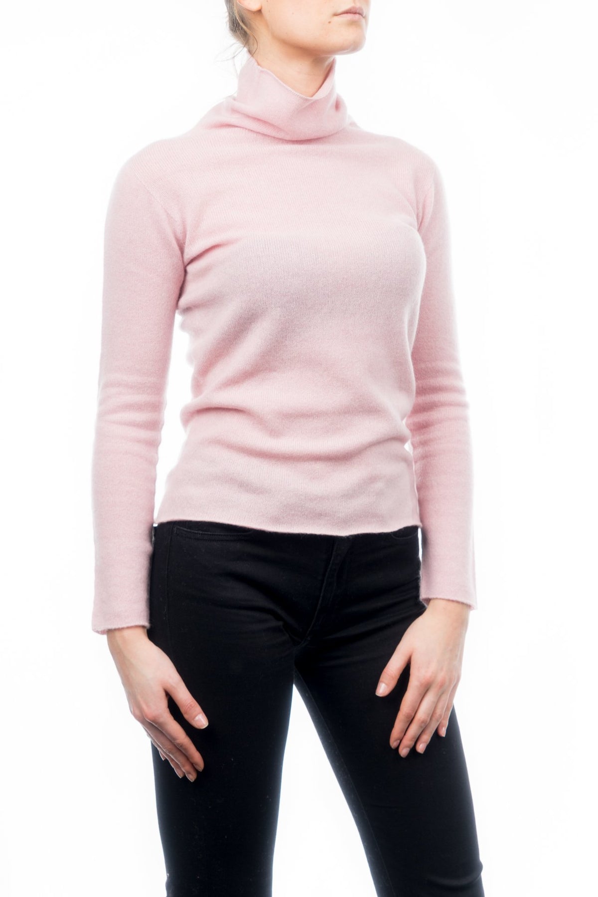 Pink Women's 100% Cashmere Turtleneck, view 2