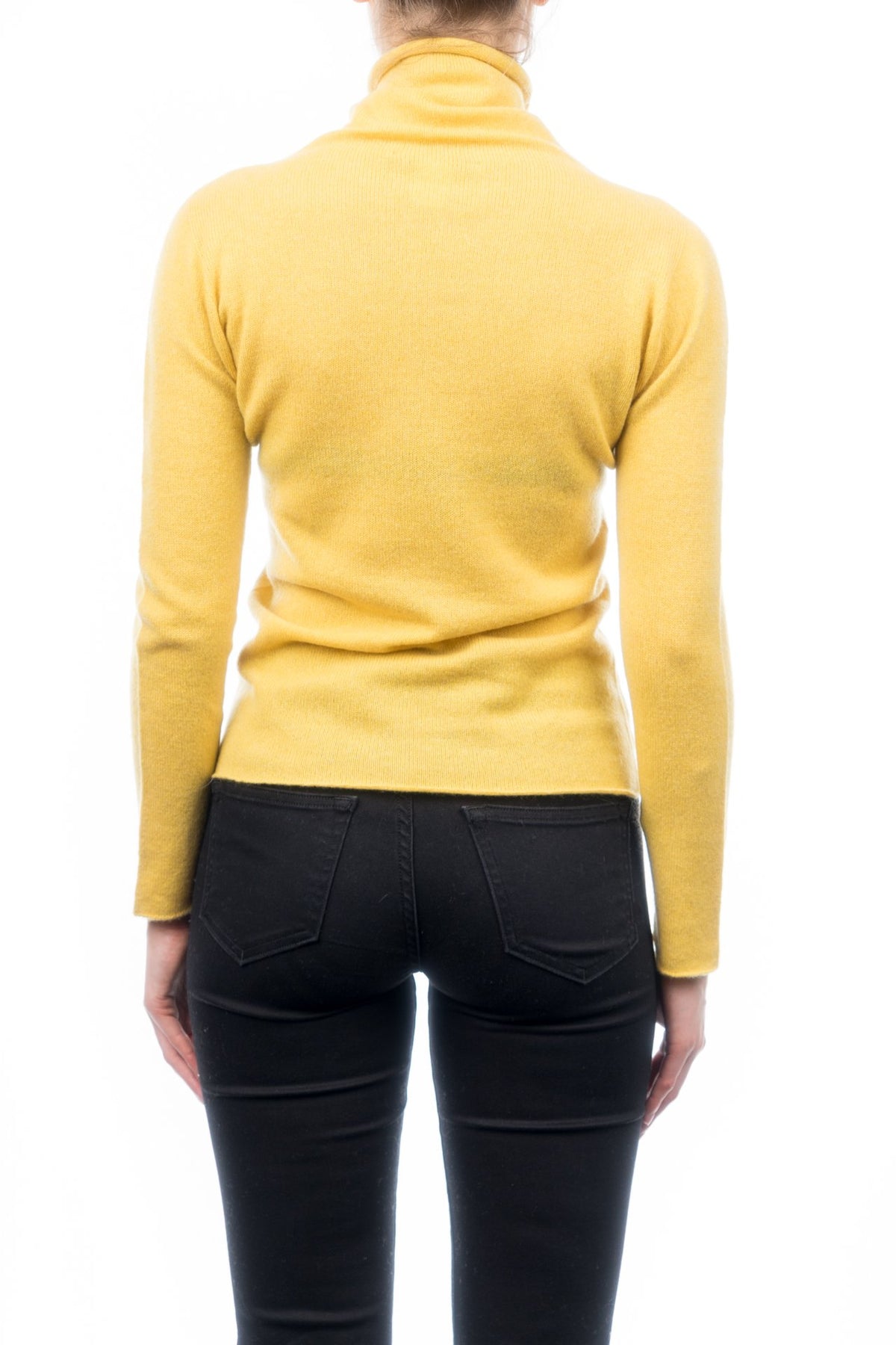 Yellow Women's 100% Cashmere Turtleneck, view 3