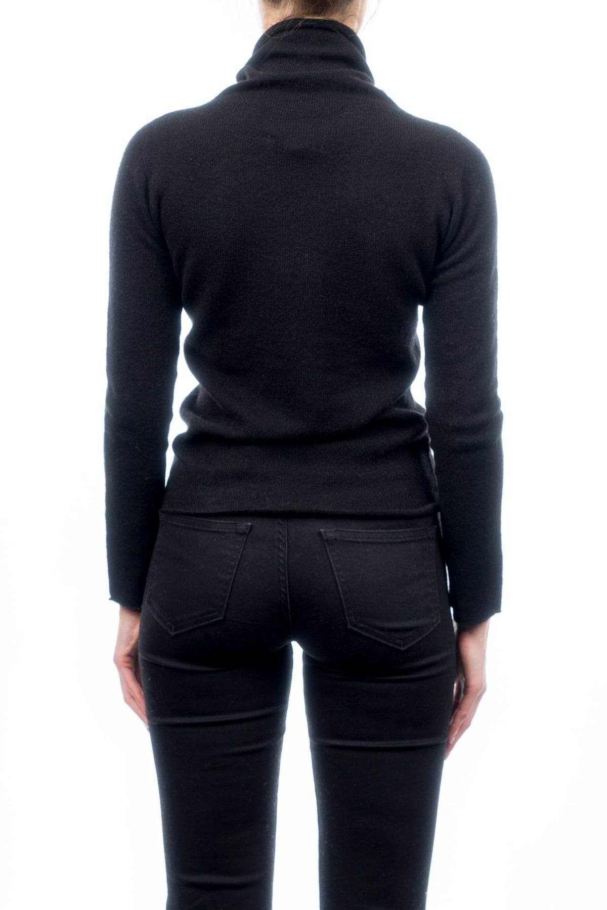 Black Women's 100% Cashmere Turtleneck, view 3