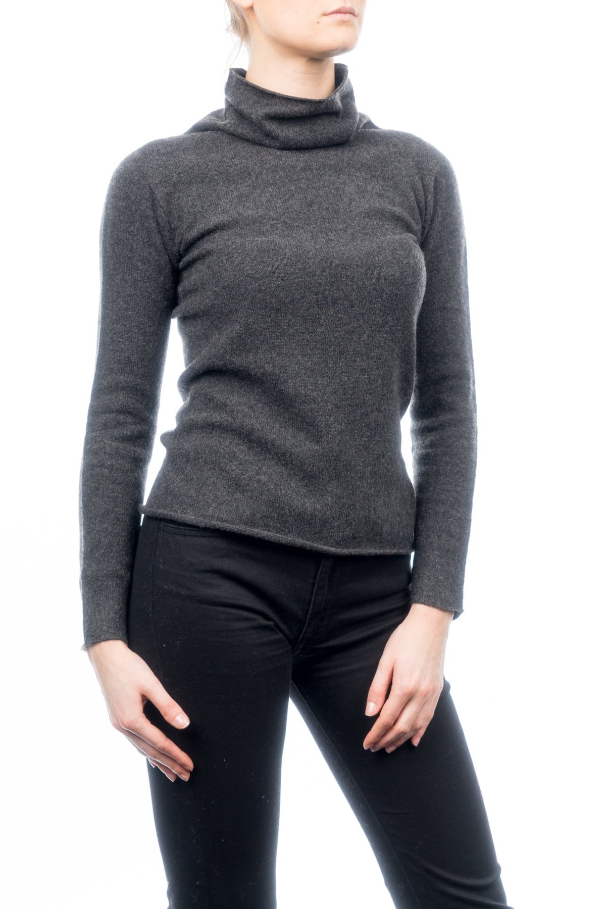 Charcoal Women's 100% Cashmere Turtleneck, view 2