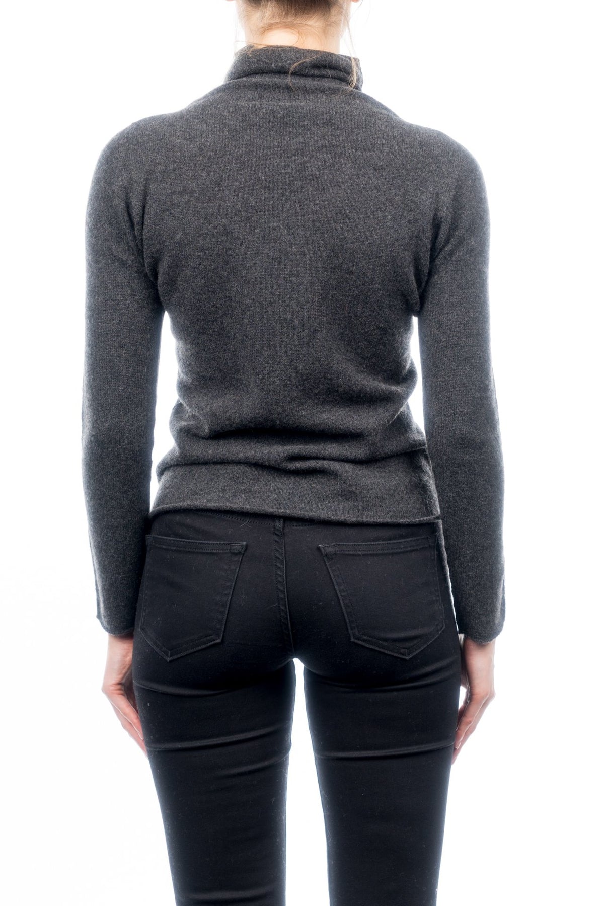Charcoal Women's 100% Cashmere Turtleneck, view 3
