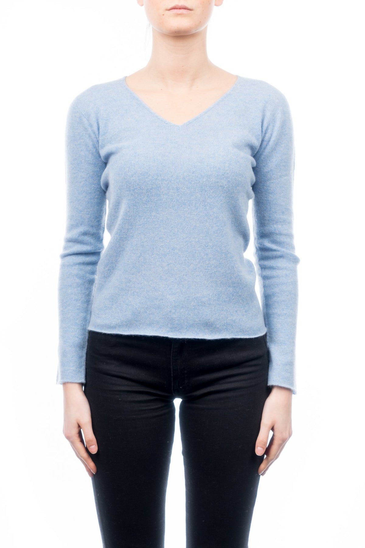 Red Women's 100% Cashmere V-Neck, view 3