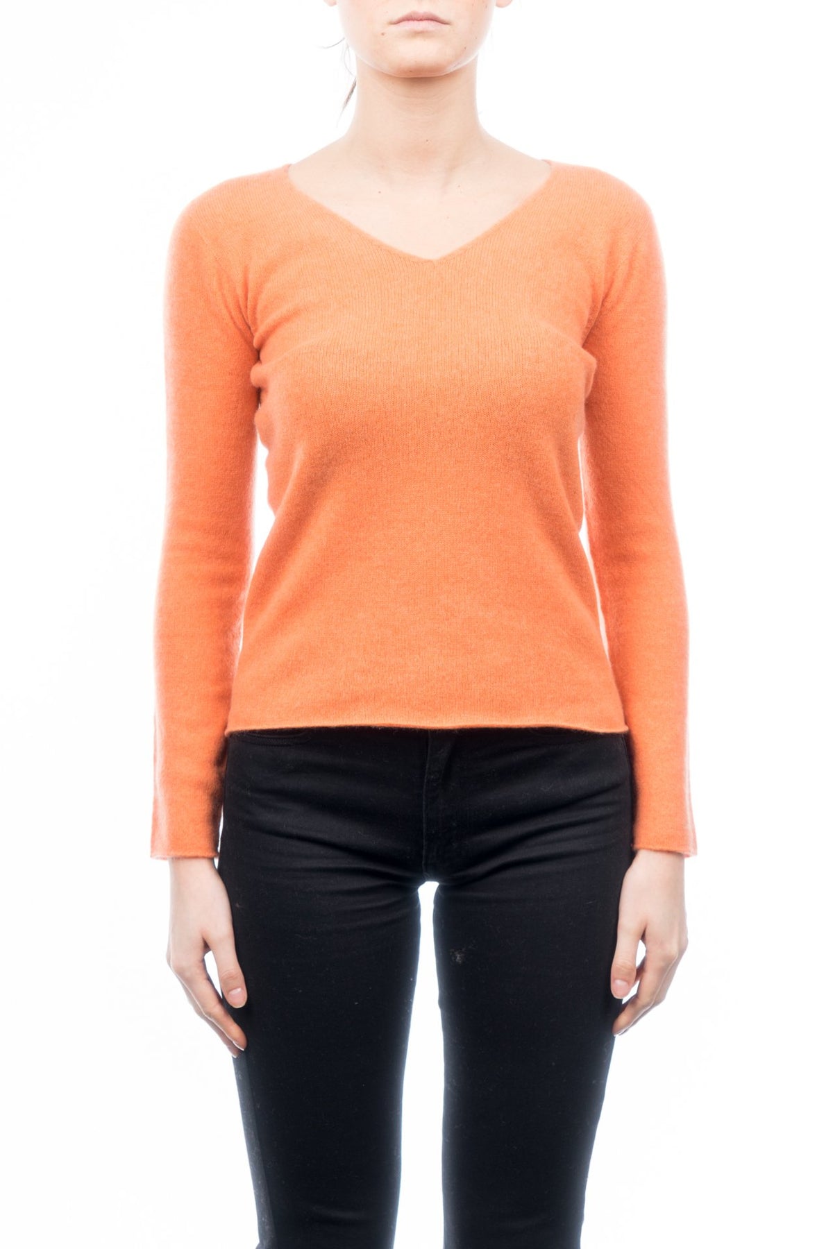 Pink Women's 100% Cashmere V-Neck, view 2