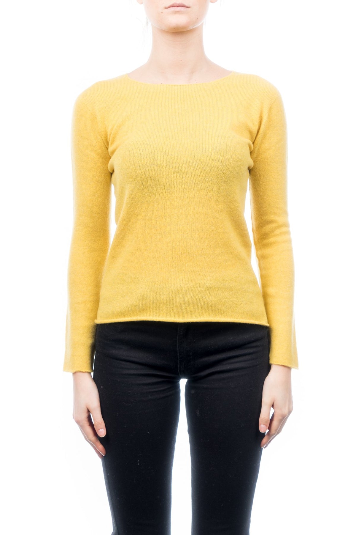 Yellow Women's 100% Cashmere Crewneck