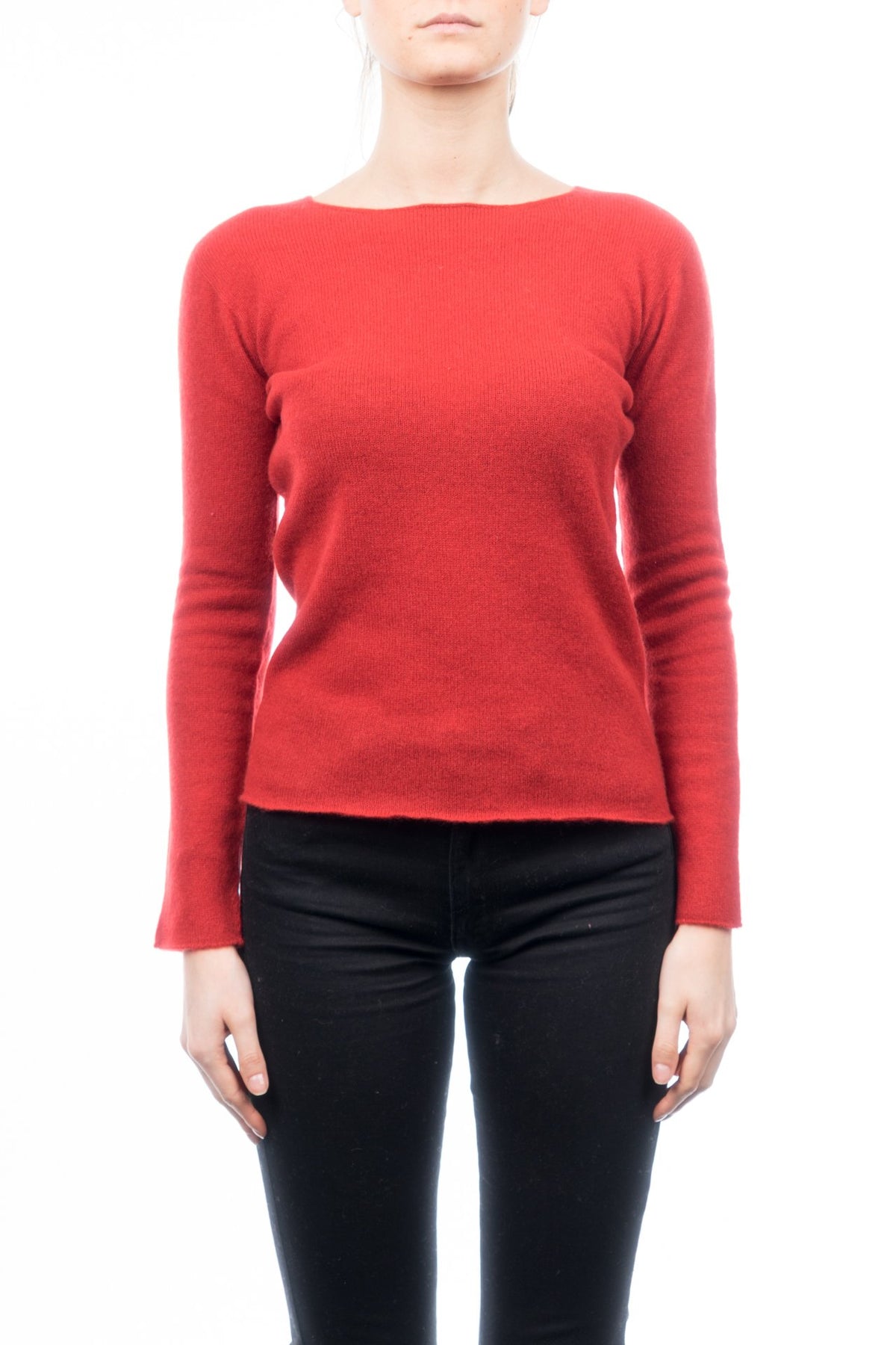 Red Women's 100% Cashmere Crewneck