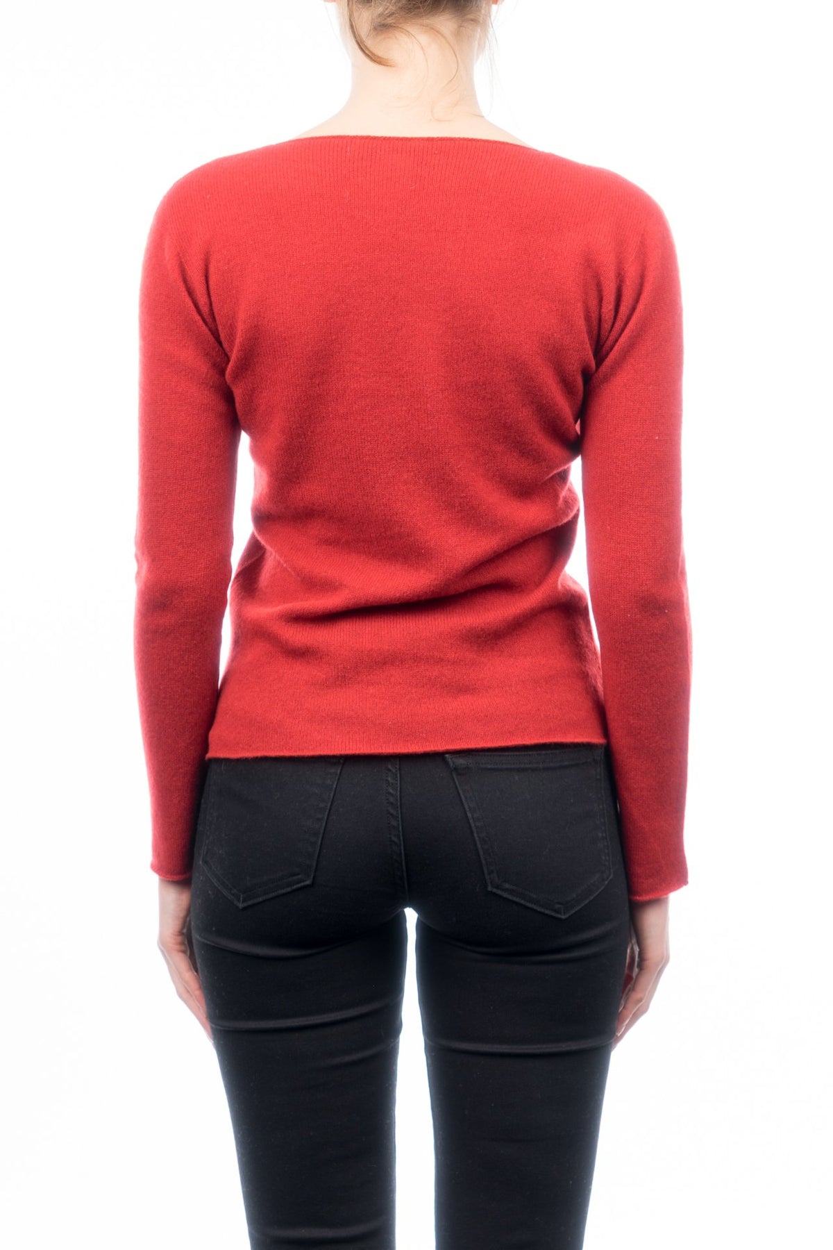 Red Women's 100% Cashmere Crewneck, view 3