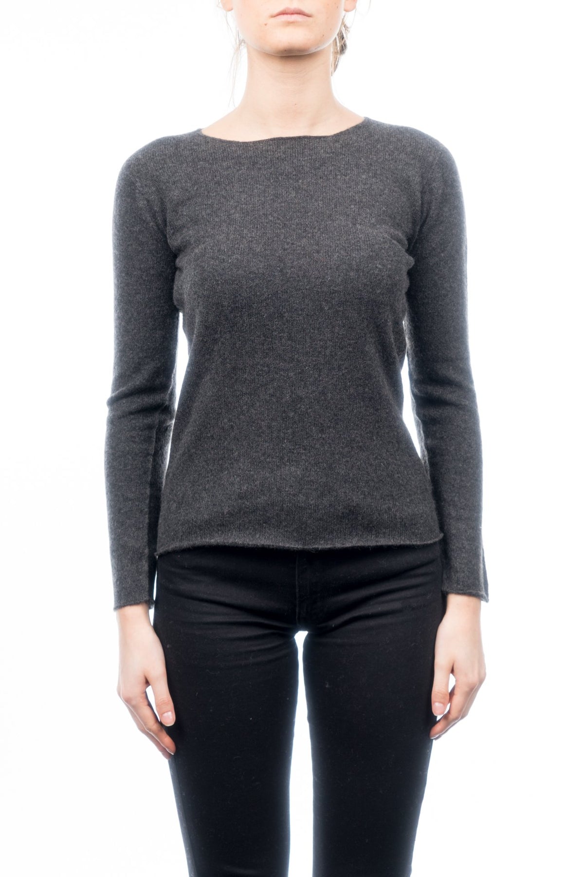 Charcoal Women's 100% Cashmere Crewneck